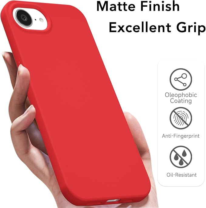 for iPhone 17e 16e Case Silicone Compatible with Magsafe Case, Ultra Slim Thin Magnetic Phone Cases Mag Safe, Cute Soft Rubber Gel TPU Matte Plain Wireless Charging Cover for Women, Red