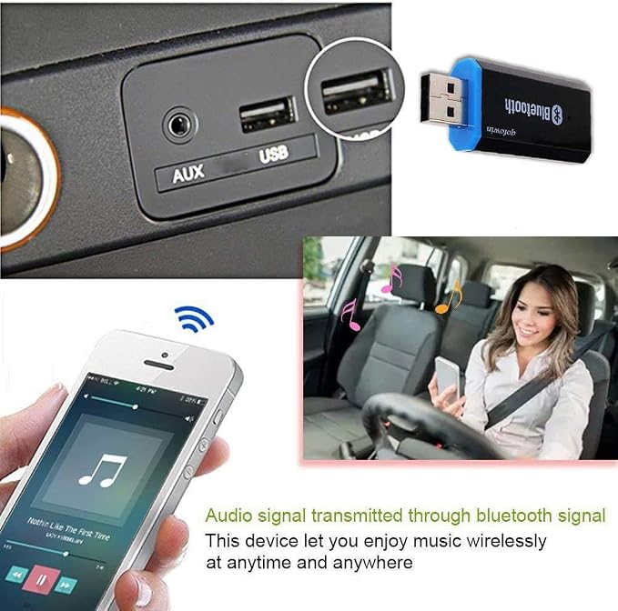 USB Bluetooth Receiver Adapter,Wireless Audio Adapter, Car Kit Music Receiver Bluetooth Adapter Home/Car Stereo Sound System,Portable Speskers,(Aux in) with 3.5mm Cable (Yet-M1).