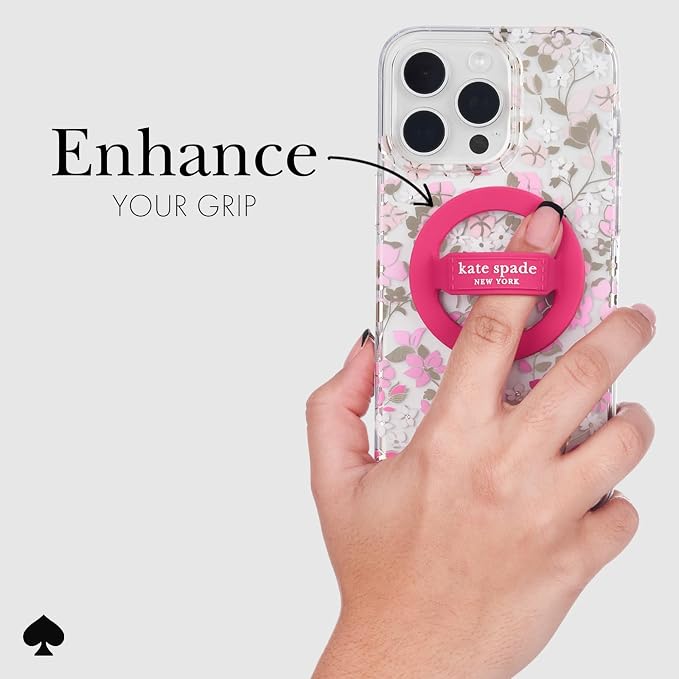 kate spade new york Magnetic Phone Loop Grip - Removable and Collapsible - Pom Pom Pink