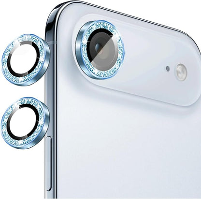 Compatible for iPhone Air Camera Lens Protector Bling, Cute Sparkle Glitter Camera Cover for Women, Individual Ring, Anti-Scratch 2 Pack Protectors for 17 Air (1 Rugular Use + 1 Extra), Light Blue