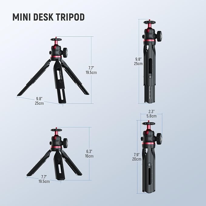 NEEWER Entry Level Version Mini Tripod for Camera, 360° Small Desk Portable DSLR Webcam Cell Phone Mount Holder Stand Selfie Stick Grip Compatible with iPhone Samsung Android Video Recording, GM-2G