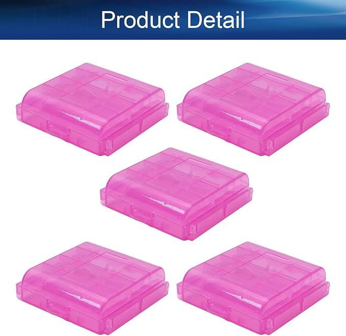 Heyiarbeit AA/AAA Battery Organizer Box PP Battery Storage Case Battery Holder Storage for Carrying Battery Rose Red 5Pcs