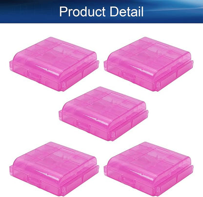 Heyiarbeit AA/AAA Battery Organizer Box PP Battery Storage Case Battery Holder Storage for Carrying Battery Rose Red 5Pcs