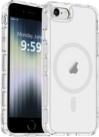 MOCCA Strong Magnetic for iPhone SE Case 2022/iPhone SE 2020 Case/iPhone 7 Case/iPhone 8 Case [Anti Yellowing][Compatible with Magsafe] Slim Thin Protective Cover Phone Case for iPhone SE/8/7, Clear