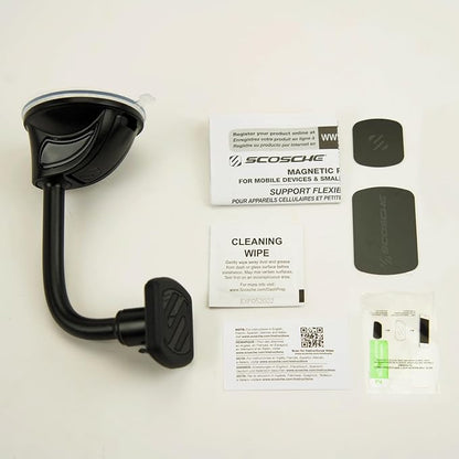 Scosche MAGWDMB MagicMount Flex Neck Suction Cup Car Phone Mount for Dashboard/Windshield, 360° Adjustable Magnetic Head, Universal Cell Phone Holder Compatible with iPhone, Samsung & All Devices