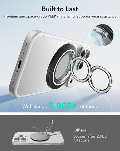 ESR for MagSafe Phone Grip, Dual-Side Magnetic Phone Grip,360° Adjustable Thin Magnetic Ring Holder Stand,for iPhone 17e/17-12, Samsung, All Phones, MagSafe Accessories (2 Metal Rings Included)