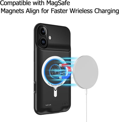 Battery Case for iPhone 17, Upgraded 10000mAh Pack Rechargeable Charger Case Support Carplay with Wireless Charging Compatible for iPhone 17 (6.3 inch) External Battery Charging Cover (Black)