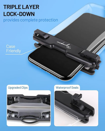 Rynapac IPX8 Waterproof Phone Pouch - 7.5in, 2 Pack Waterproof Phone Case for iPhone 16 15 Pro Max, Galaxy S26 S25+ S24+, Cellphone Dry Bag with Lanyard for Beach Vacation Travel Cruise Essentials