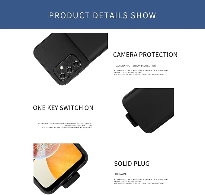 Battery Case for Galaxy A73, Extended Charging Cases for Samsung Galaxy A73 Rechargeable External Backup Power Bank Charger Cover, 5000mAh, Black