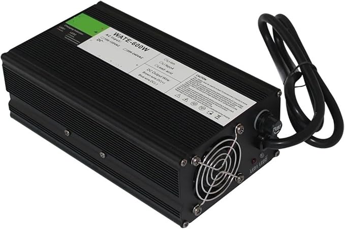 CAARLA Charger Aluminum Lithium Ion Battery 29.2V 20A Charger 8S 24V LiFePO4 Battery Smarts Charger Aluminum Shell with Fan Robot Electric Wheelchair(RED Plugs,A.U)
