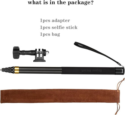 118"/3m, 9.8ft Extended Super Long Invisible Carbon Fiber Selfie Stick for Insta360 X4 X3 ONE X2, R, X, GO 3S 3 2 Action 360 Camera Accessories (17 to 118") (Gold)