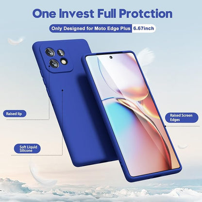 oakxco for Motorola Moto Edge Plus 2023 Case Silicone, Thin Slim Grip Soft Rubber Gel Protective Phone Case for Women, Matte Plain Solid Color Aesthetic Cute Girly Case with Camera Cover, Royal Blue