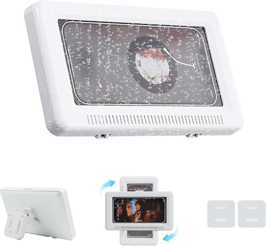 Waterproof Shower Phone Holder - Rotates and Adjustable Angle, Anti-Fog High Sensitivity Cover Mount Box for Smooth Wall Surfaces Where You Need Occasions,Compatible with 4" - 7" Cell Phones