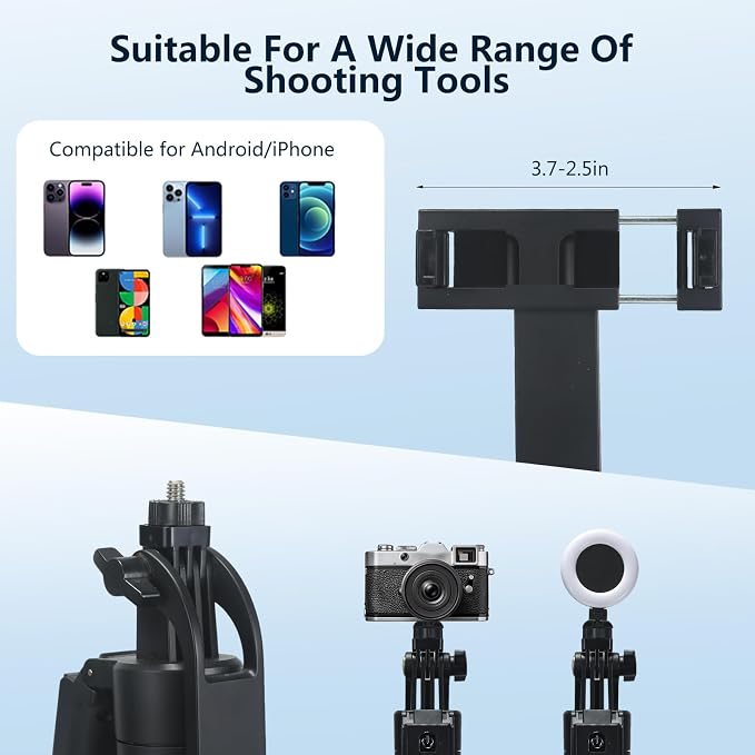 Extendable Auto Face Tracking Tripod for iPhone with Light, No App, 360° Rotation Selfie Stick for iPhone/Android, Smart AI Facial Recognition, Cameraman Shooting for Video, Vlog, Live Stream