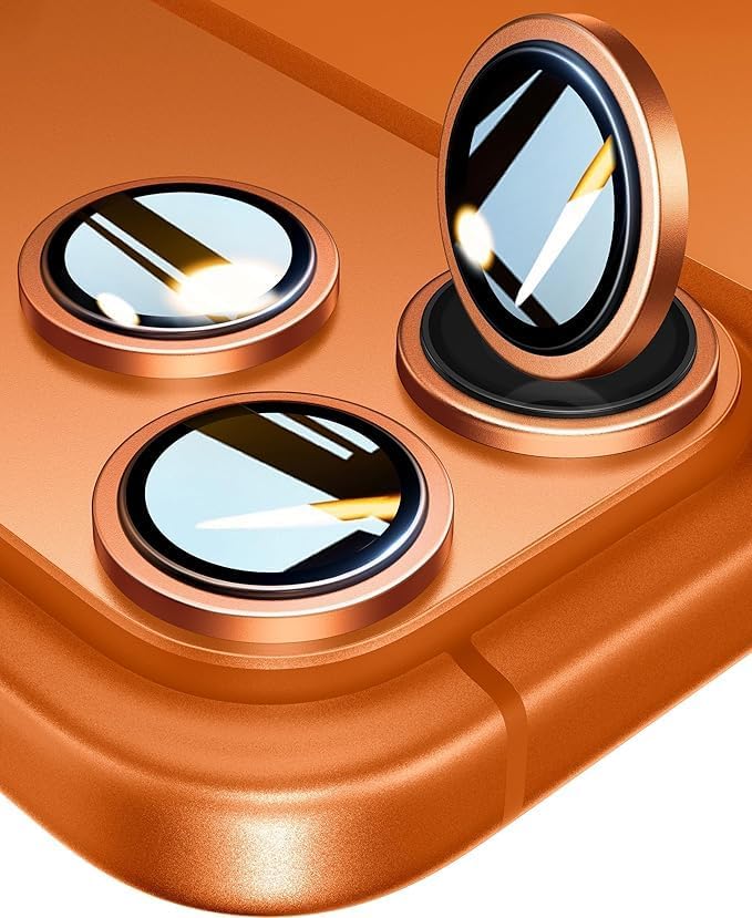 UltraGlass UNBREAK 9H+ Glass for iPhone 17 Pro Max/17 Pro Camera Protector [NO.1 Military Grade Shatterproof] iPhone 17 Pro Max Camera Lens Protector, 17 Pro Lens Cover, Case Friendly, Cosmic Orange