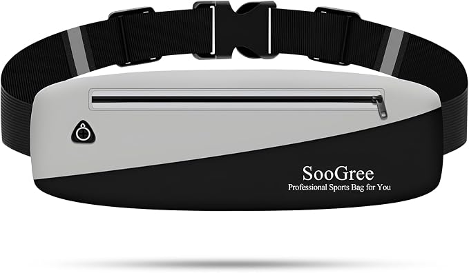 SooGree Slim Fanny Packs for Women Men,Waterproof Waist Pack with Reflective Strip Adjustable Strap,Running Belt for Sports Workout Cycling Hiking, Casual Hands-Free Wallets Phone Bag