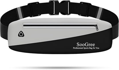 SooGree Slim Fanny Packs for Women Men,Waterproof Waist Pack with Reflective Strip Adjustable Strap,Running Belt for Sports Workout Cycling Hiking, Casual Hands-Free Wallets Phone Bag