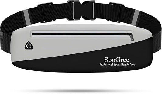 SooGree Slim Fanny Packs for Women Men,Waterproof Waist Pack with Reflective Strip Adjustable Strap,Running Belt for Sports Workout Cycling Hiking, Casual Hands-Free Wallets Phone Bag