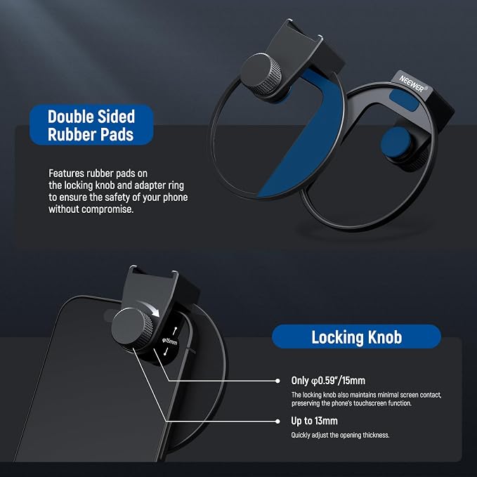 NEEWER 67mm Phone Filter Mount, Adjustable Threaded Lens Filter Clip with Cold Shoe Mount Compatible with iPhone 17 16 15 Pro Max Plus 14 13 Samsung Galaxy S25 Ultra S24, LA006