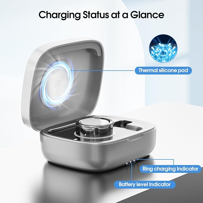 Compatible Charging Case for Ou-ra Ring Gen 3 & 4 Official Charger, Portable Charging Box with 1000mAh Capacity, Fits All Ring Sizes, 30-Day Runtime (Official Charger Not Included) Gray