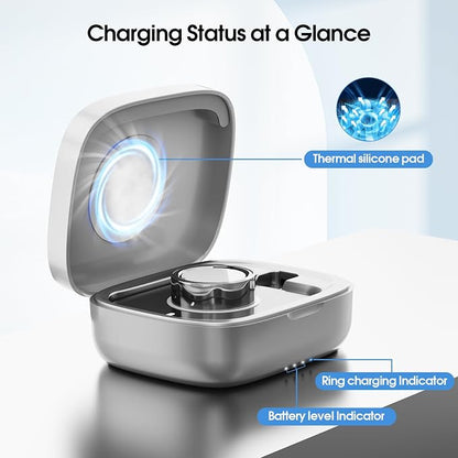 Compatible Charging Case for Ou-ra Ring Gen 3 & 4 Official Charger, Portable Charging Box with 1000mAh Capacity, Fits All Ring Sizes, 30-Day Runtime (Official Charger Not Included) Gray