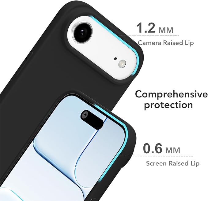 for iPhone 17 Air Case Silicone Compatible with Magsafe Case, Ultra Slim Thin Magnetic Phone Cases Mag Safe, Cute Soft Rubber Gel TPU Matte Plain Wireless Charging Cover for Women, Black