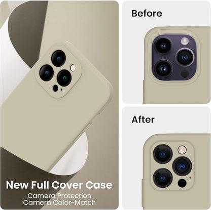 FireNova Designed for iPhone 14 Pro Case, Silicone Upgraded [Camera Protection] Phone Case, Soft Anti-Scratch Microfiber Lining Inside, 6.1 inch, Khaki
