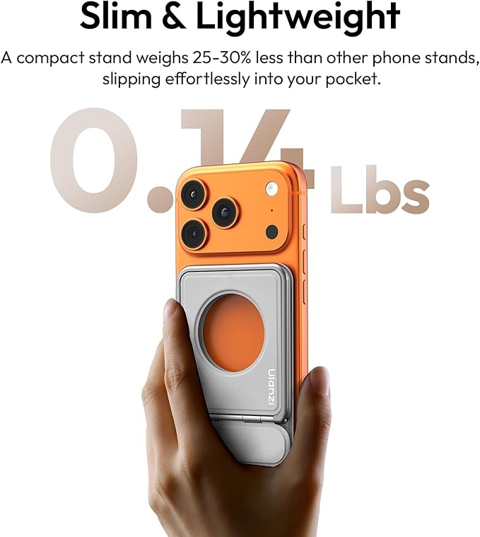 ULANZI PS01 Magnetic Phone Tripod Stand, 2 in 1 Foldable Cell Phone Stand with Card Holder, Adjustable Desktop Phone Tripod Foldable Free Heights Adjustment Selfie Stick for iPhone/Desk/Plane/Travel