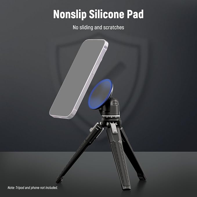 Neewer Magnetic Phone Tripod Mount Adapter with Adhesive Magnetic Ring 2 Pack Compatible with MagSafe iPhone 16 15 Pro Max Plus 14 13 12, 1/4" Thread for Video Recording Selfie Stick Ring Light, PA010