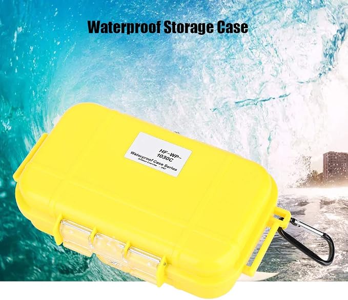 Tiiyee Small Waterproof Storage Case, Dry Box Protective Case Shockproof Survival Storage Container 6.29 * 3.54 * 1.57in Floating Hard Shell Wet Dry Box Airtight for Fishing Outdoor Gear
