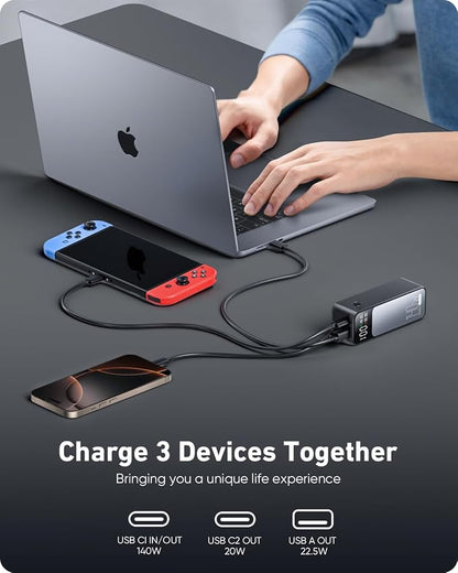 Laptop Power Bank, 27000mAh (99.9Wh) Portable Laptop Charger, PD 3.1 USB C in&Out Fast Charger External Battery Pack for iPhone 17 16 15 Pro Samsung MacBook Dell XPS iPad Steam Deck etc