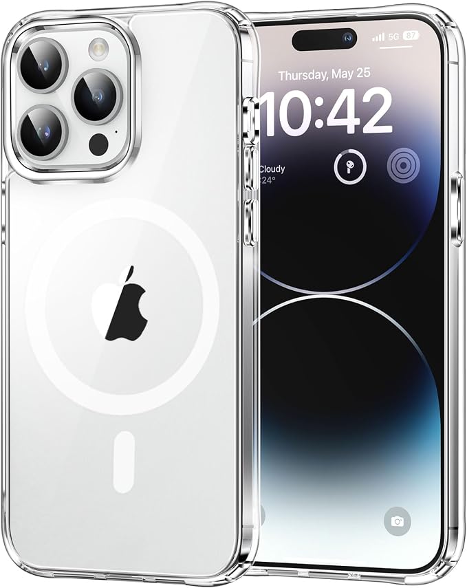 MOCCA Strong Magnetic for iPhone 14 Pro Case Clear, [Non-Yellowing][Compatible with Magsafe][Military Drop Protection] Slim Shockproof Protective Phone Case for iPhone 14 Pro Phone Case 6.1",Clear