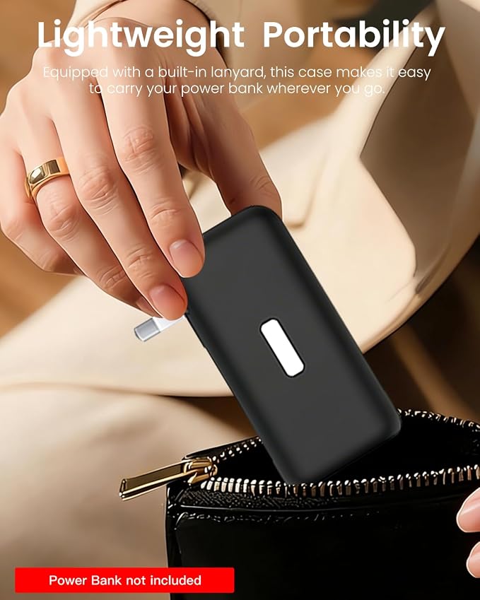 Silicone Case for TORRAS EasyGo 3-in-1 Portable Charger Power Bank,Full-Body Protective Cover for TORRAS Power Bank PB17,Precise Port Cutouts (Case Only) Black