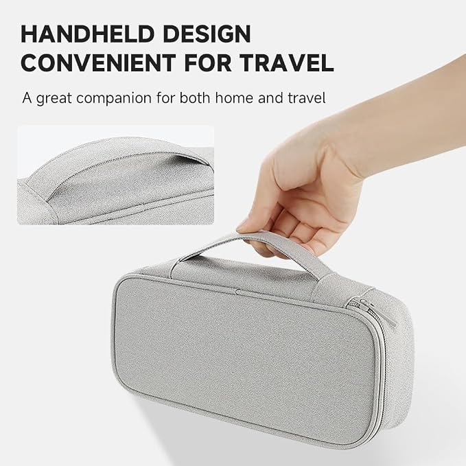 Teskyer Tech Organizer Pouch with Handle, Grey | Water-Resistant Fabric, Adjustable Dividers, Multiple Compartments, Protective Lining, Travel and Office Use