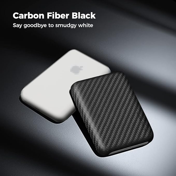 MONOCARBON MagSafe-Battery-Pack-Case, Carbon-Fiber-Battery-Case for iPhone 15 Pro Max, Portable MagSafe Charger Case for iPhone 14, 13, 12 Series, Matte Purple. Matte Finish.