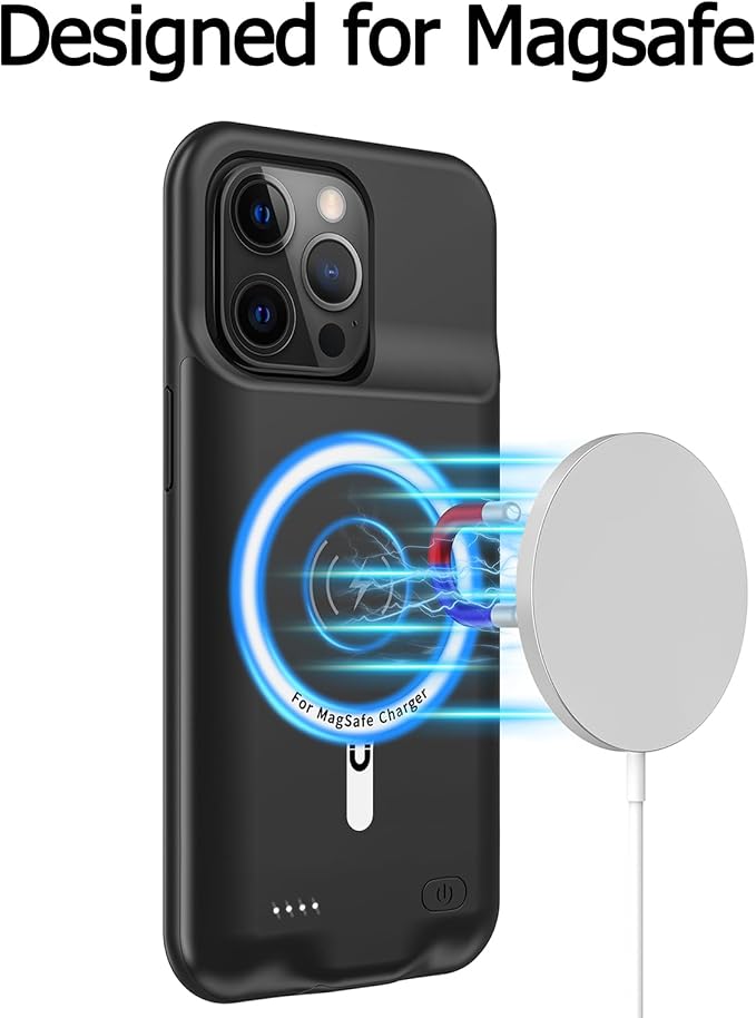 Battery Case for iPhone 13 Pro Max,Upgraded 12000mAh Portable Protective Charging Case with Wireless Charging Compatible for iPhone 13 Pro Max (6.7 inch) Battery Pack Charger Case with Carplay (Black)
