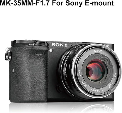 Meike 35mm F1.7 Large Aperture Manual Focus Prime Fixed Lens APS-C Compatible with Sony E-Mount Mirrorless Cameras NEX 3 3N NEX 5R NEX 6 7 A6600 A6400 A5000 A5100 A6000 A6100 A6300 A6500 A6700