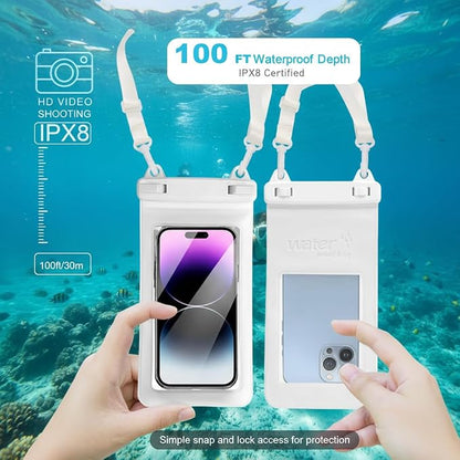 IPX8, 7.4Waterproof Phone Pouch, Universal Fit(iPhone 16 15 14 13 Plus Pro, 12 11 Pro, XR X 8 7 6S Plus SE, Galaxy S25 S24 S23 S20 Series Pixel, Lanyard Included (Orange) 1pack