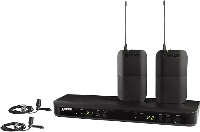 Shure BLX188/CVL Wireless Microphone System - 14-Hour Battery Life, 300 ft Range, UHF | Includes (2) Lavalier Mics, Dual Channel Receiver | H9 Band (BLX188/CVL-H9)