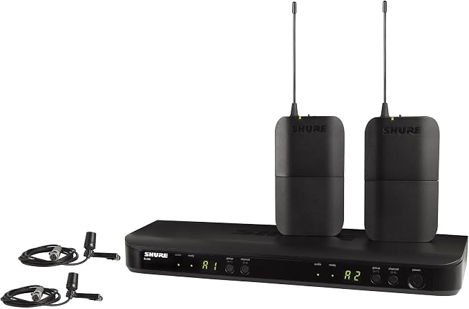 Shure BLX188/CVL Wireless Microphone System - 14-Hour Battery Life, 300 ft Range, UHF | Includes (2) Lavalier Mics, Dual Channel Receiver | H11 Band (BLX188/CVL-H11)