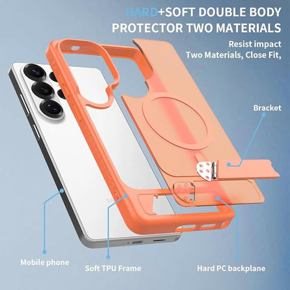 RMOCR for Samsung Galaxy S26 Ultra Case with Screen Protector+Lanyard Wrist Strap,Magnetic Translucent Matte Rugged Slim Phone Cover Built in Invisible Kickstand [Fit for MagSafe],2026 Orange