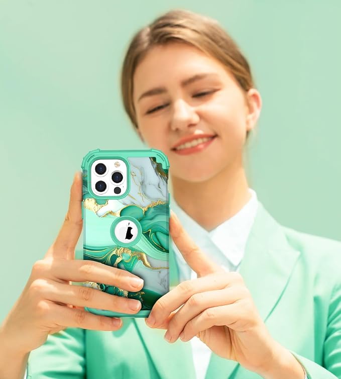 Hocase for iPhone 15 Pro Max Case, Heavy Duty Shockproof Protection Soft Silicone Rubber Bumper+Hard Plastic Hybrid Protective Case for iPhone 15 Pro Max 6.7" 2023 - Mint Green