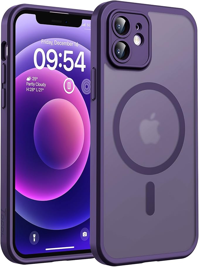 TOCOL for Phone 12 Case, Compatible with Magsafe Charger, Full Camera Protection, Drop Protection, Translucent Matte Phone Case for iPhone 12 6.1 inch (Midnight Purple)