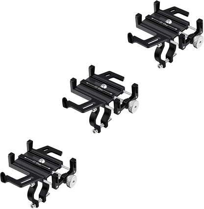NineLeaf 3PK Bike Phone Mount Holder, Aluminum Motorcycle Phone Mount, Handlebar Mount Phone Holder 90°180°270°360°Rotating for Exercise Bike Ebike Scooter Camera Friendly Suitable for2.2-3.7" Phones
