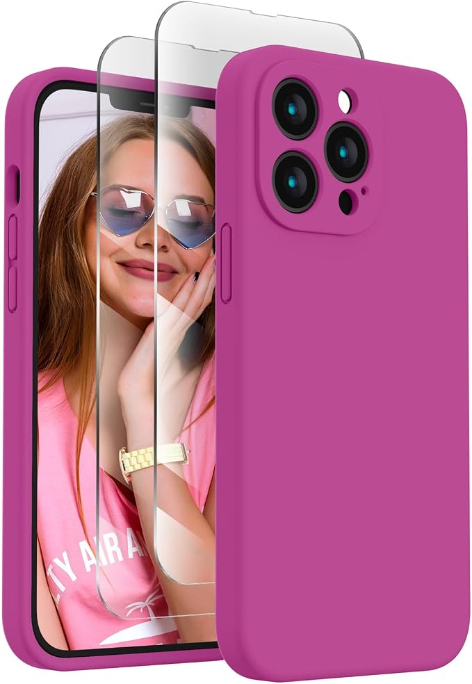 FireNova Designed for iPhone 13 Pro Case, Silicone Upgraded [Camera Protection] Phone Case, Soft Anti-Scratch Microfiber Lining Inside, 6.1 inch, Shocking Pink