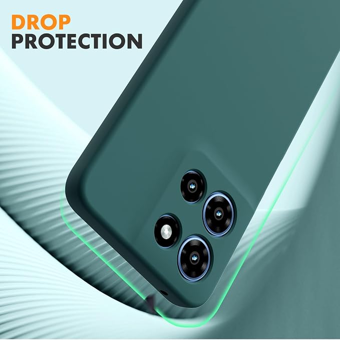 for Motorola Moto G 2025 Case, 2 Pack Tempered Glass Screen Protectors, Soft TPU Liquid Silicone Shockproof Gel Case-Midnight Green
