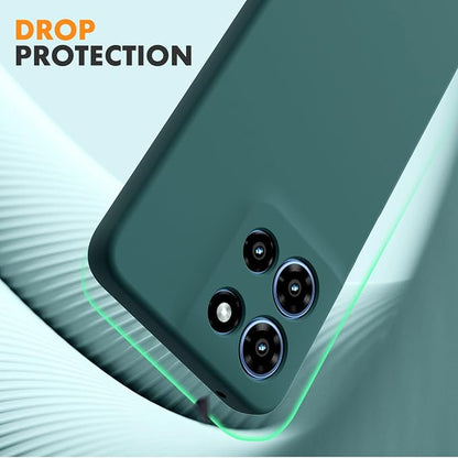 for Motorola Moto G 2025 Case, 2 Pack Tempered Glass Screen Protectors, Soft TPU Liquid Silicone Shockproof Gel Case-Midnight Green