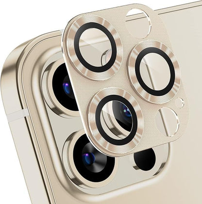 AFARER [2 Pack Camera Lens Protector for iPhone 12 Pro, 9H Hardness & HD Clarity, Metal Tempered Glass Len Cover, Anti-Scratch Full Cover Metal Ring Ultra(Gold)