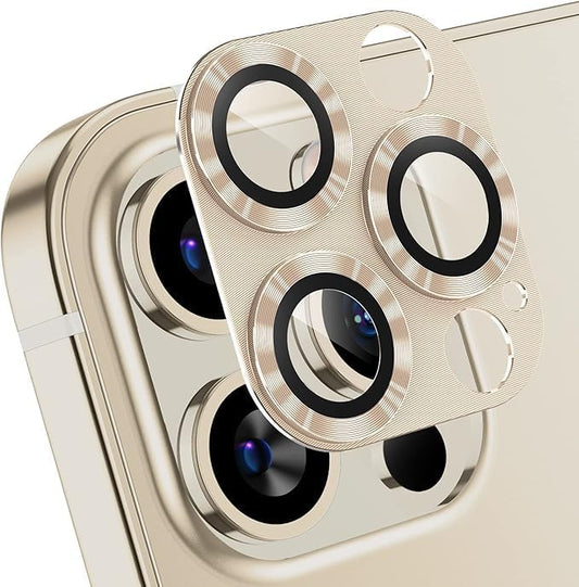 AFARER [2 Pack Camera Lens Protector for iPhone 12 Pro, 9H Hardness & HD Clarity, Metal Tempered Glass Len Cover, Anti-Scratch Full Cover Metal Ring Ultra(Gold)