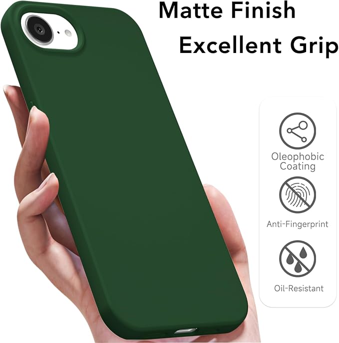 for iPhone 17e 16e Case Silicone Compatible with Magsafe Case, Ultra Slim Thin Magnetic Phone Cases Mag Safe, Cute Soft Rubber Gel TPU Matte Plain Wireless Charging Cover for Women, Dark Green